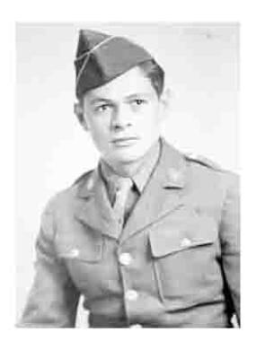 Black and white portrait of Robert Nakaya-Morton in U.S. Army uniform